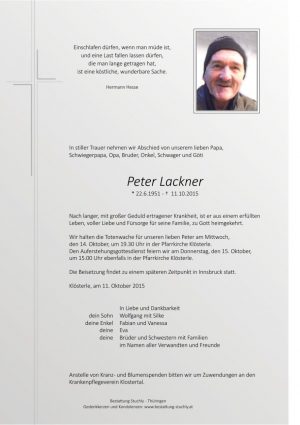 Portrait von Lackner Peter