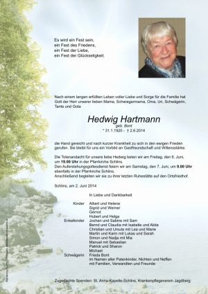 Portrait von Hartmann Hedwig