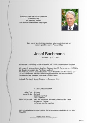 Portrait von Bachmann Josef