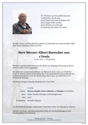 Portrait von Burtscher Werner Albert sen.