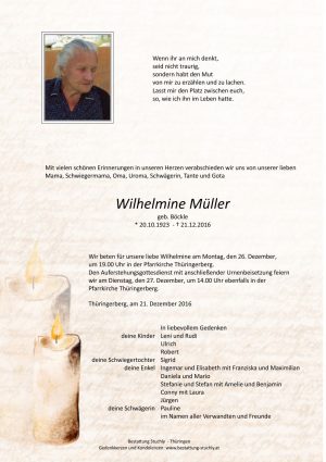 Portrait von Müller Wilhelmine